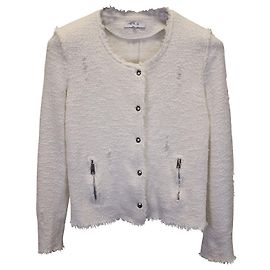 Jaqueta Iro Agnette Tweed em Algodão Branco Branco