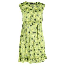 Love Moschino Rüschen-Blumenkleid aus grüner Seide Grün