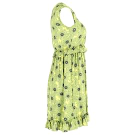 Love Moschino-Love Moschino Ruffled Floral Dress in Green Silk-Green