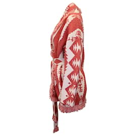 Alanui-Alanui Jacquard-Print Tie-Front Cardigan in Red Cashmere-Other