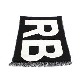 Burberry Sciarpa in lana con logo Nero