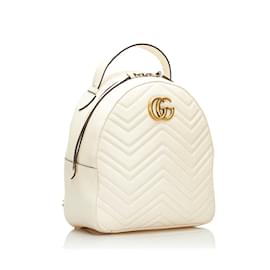 Gucci-Gucci GG Marmont Dome Sac à dos Sac à dos en cuir 476671 en bon état-Blanc