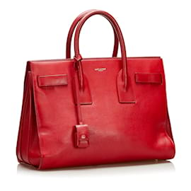Yves Saint Laurent-Sac de Jour Handtasche aus Leder 324823-Rot