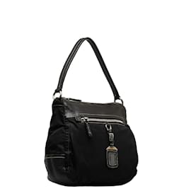Prada-Tessuto & Leather Shoulder Bag-Black