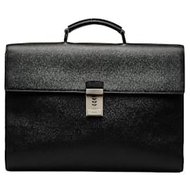 Prada-Saffiano Leather Briefcase-Black