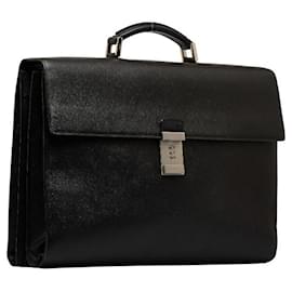 Prada-Saffiano Leather Briefcase-Black