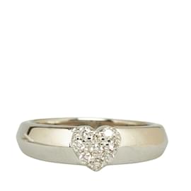 & Other Stories-K18WG White Gold Diamond Heart Pave Ring 9.5 in Excellent Condition-Silvery