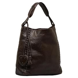 Dior-Leather Ethnic Tote Bag-Brown