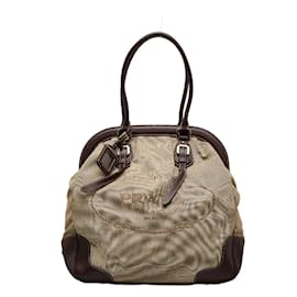 Prada-Canapa Leather Trimmed Handbag BR3511-Brown