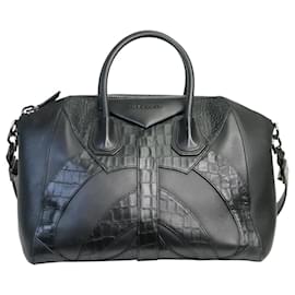 Givenchy-Black Antigona leather croc-skin tote bag-Black