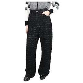 Balenciaga-Pantalón texturizado de corte alto en color negro - talla M-Negro
