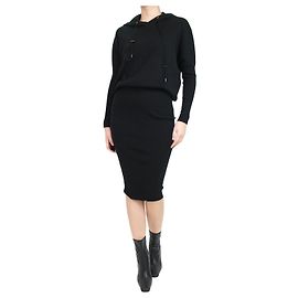 Tom Ford Robe midi noire à capuche en maille côtelée - taille XS Noir