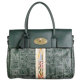 Mulberry Grüne Bayswater-Typografie-Einkaufstasche Grün