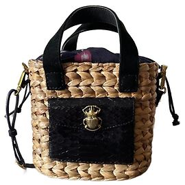 Claris Virot Mini panier feuille jacinthe Noir