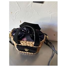 Claris Virot-Mini hyacinth leaf basket-Black