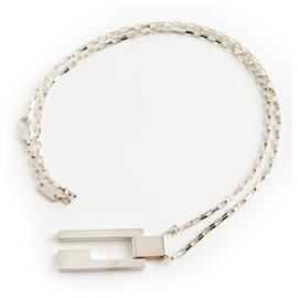Gucci-G logo silver necklace-Silvery