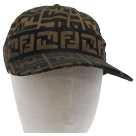 FENDI Zucca Canvas Cap M Nero Marrone Auth yk8280 Marrone Nero