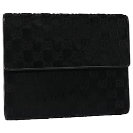 Gucci-GUCCI GG Canvas Day Planner Cover Outlet Cuero Harako Negro Auth am4921-Negro