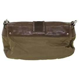 Prada-PRADA Shoulder Bag Nylon Leather Brown Auth ep1468-Brown