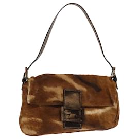 Fendi-FENDI Mamma Baguette Sac à bandoulière Harako cuir Marron Auth yk8292-Marron