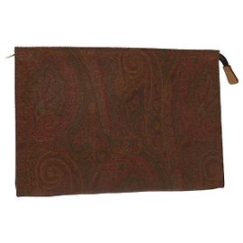ETRO Pochette PVC Cuir Marron Auth am4937 Marron