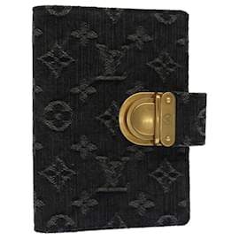 Louis Vuitton-LOUIS VUITTON Monogram Denim Agenda PM Day Planner Black R20010 LV Auth hk833-Black