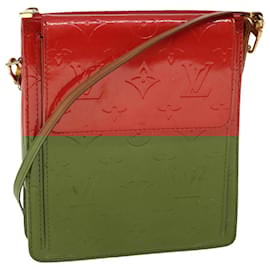 Louis Vuitton-LOUIS VUITTON Monogram Vernis Motto Accessoire Pochette Rouge M91137 Auth LV 52098-Rouge
