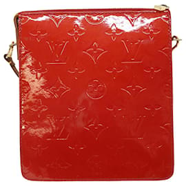 Louis Vuitton-LOUIS VUITTON Monogram Vernis Motto Accessory Pouch Red M91137 LV Auth 52098-Red