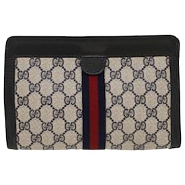 Gucci-GUCCI GG Canvas Sherry Line Handtasche Grau Rot Marine 64.014.2125.23 Auth yk8296-Rot,Grau,Marineblau