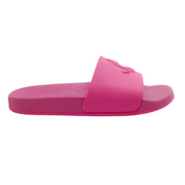 Jimmy Choo-Jimmy Choo Neon Pink Logo Rubber Slides-Pink