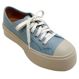 Marni-Marni Aquamarine Leather Pablo Lace Up Sneakers-Blue