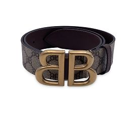 Gucci x Balenciaga Hacker Project Monogramme BB Toile Taille de ceinture 90 Beige