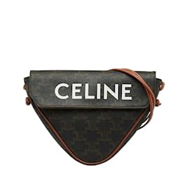 Céline-Sac triangulaire en toile Celine Triomphe Sac à bandoulière en toile 195902BZK en excellent état-Marron