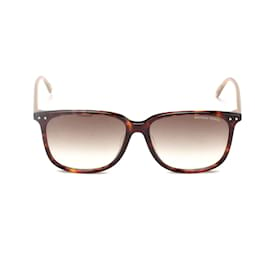 Bottega Veneta-Bottega Veneta Lunettes de soleil carrées teintées Lunettes de soleil en plastique en bon état-Marron