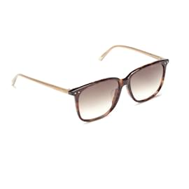 Bottega Veneta-Bottega Veneta Lunettes de soleil carrées teintées Lunettes de soleil en plastique en bon état-Marron