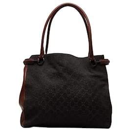 Gucci-GG Canvas Horsebit Tote Bag 101346-Brown