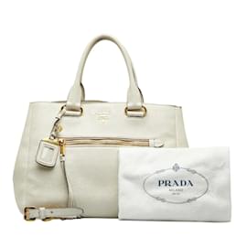 Prada-Vitello Daino Phenix Tote Bag-White