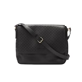 Gucci-Gucci Diamante Leather Hilary Messenger Bag Sac bandoulière en cuir en bon état-Noir