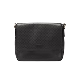 Gucci-Gucci Diamante Leather Hilary Messenger Bag Sac bandoulière en cuir en bon état-Noir