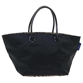 Burberry-BURBERRY Nova Check Blue Label Hand Bag Nylon Beige Black Auth cl709-Black,Beige