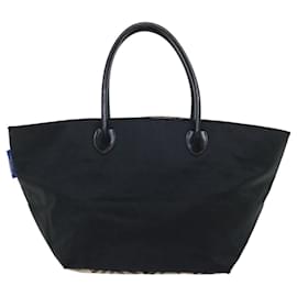 Burberry-BURBERRY Nova Check Blue Label Hand Bag Nylon Beige Black Auth cl709-Black,Beige
