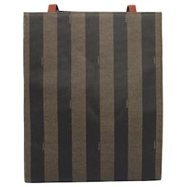 Fendi-FENDI Pecan Canvas Shoulder Bag Brown Auth ep1432-Brown