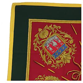 Hermès-HERMES CARRE 90 LES ARMES DE PARIS FLVCTVAT Sciarpa Seta Rosso Verde Auth bs7738-Rosso,Verde,Giallo