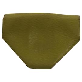 Hermès-HERMES Revan Cattle Coin Purse Leather Green Auth yb333-Green
