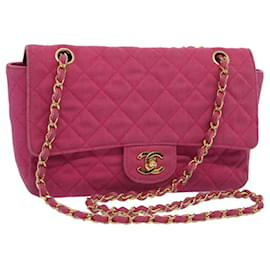 Chanel-CHANEL Matelasse 25 Chain Flap Shoulder Bag Canvas Pink CC Auth 51276A-Pink