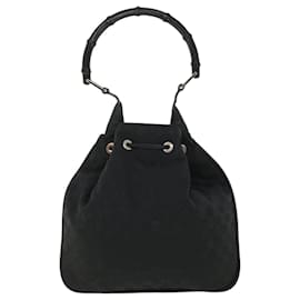 Gucci-GUCCI Borsa a tracolla in tela di bambù GG nera 001.4033 Auth yk8328-Nero