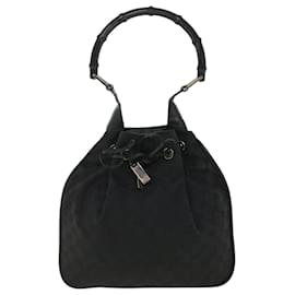 Gucci-GUCCI Borsa a tracolla in tela di bambù GG nera 001.4033 Auth yk8328-Nero