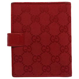 Gucci-GUCCI GG Canvas Mini Day Planner Cover Red 031.2031.1014 Auth am4916-Red