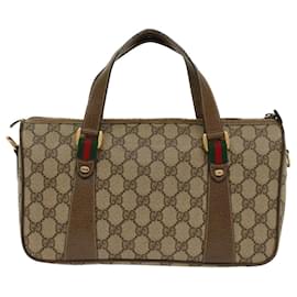 Gucci-GUCCI GG Canvas Web Sherry Line Boston Bag Beige Red 3902040 auth 52018-Red,Beige