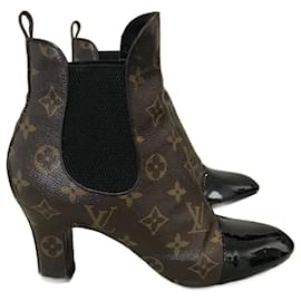 Louis Vuitton Brown Suede Ankle Strap Boots Size 39 - ShopStyle